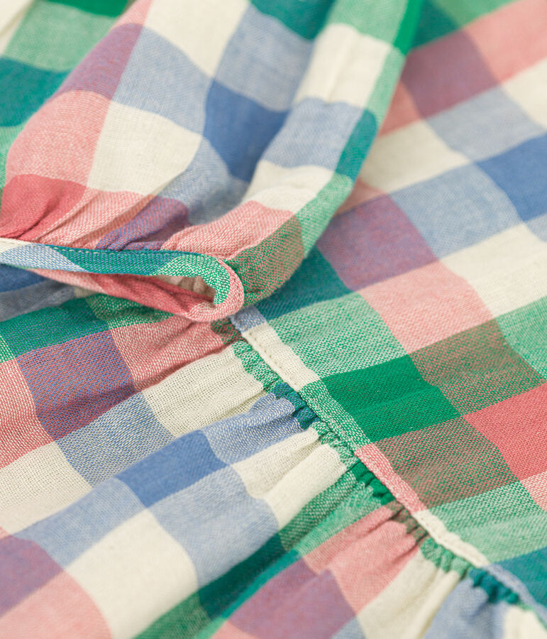 Abito a maniche lunghe in garza di cotone neonato ecru/multicolore