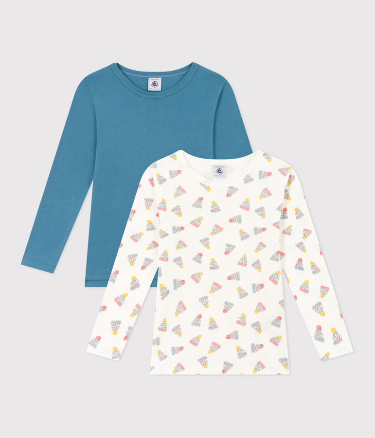 Confezione da 2 t-shirt in cotone a maniche lunghe bambino motivo berretto multicolore