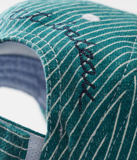 Cappellino da baseball maschietto in maglia a righe verde OLIVIER/bianco MARSHMALLOW