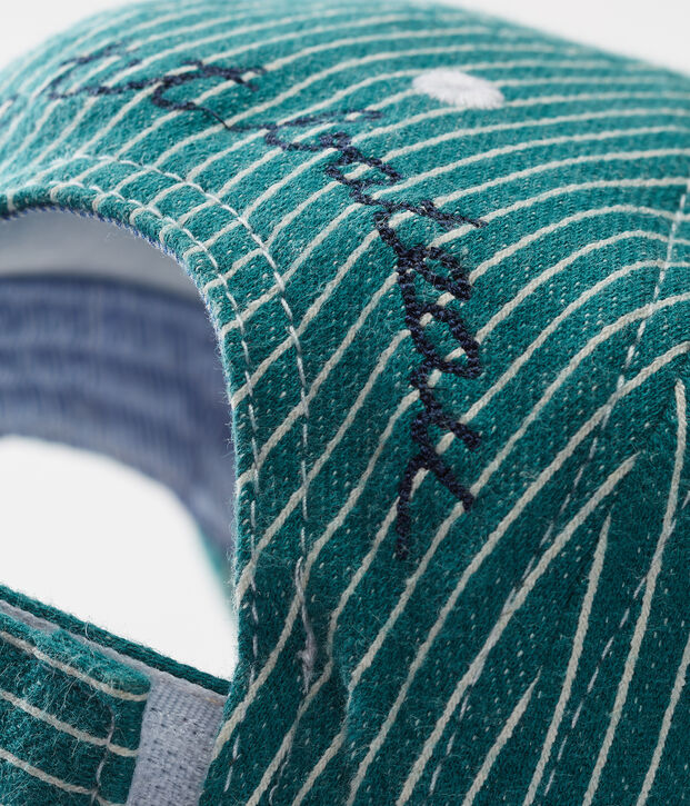Cappellino da baseball maschietto in maglia a righe verde/bianco