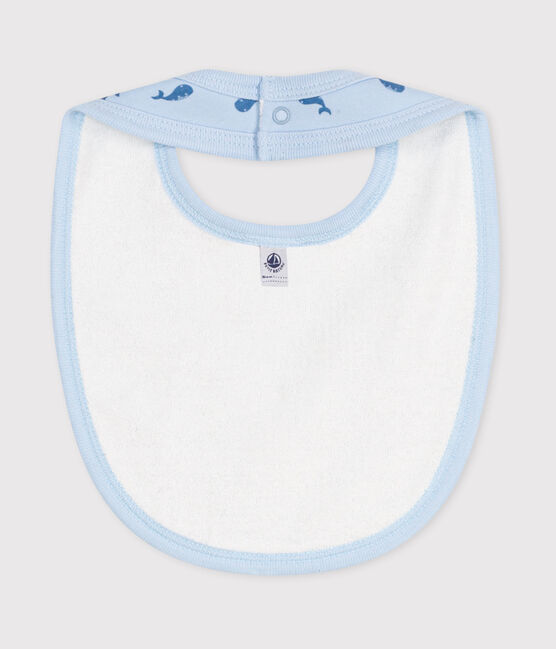 Bavaglino nascita in cotone con stampa blu TOUDOU/ ALASKA