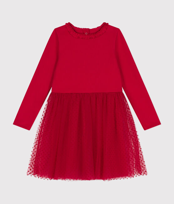 Abito in jersey pesante e tulle bambina COULIS