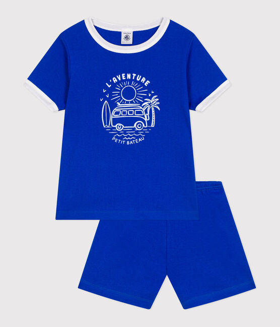 Pigiama corto in cotone bambino blu PERSE