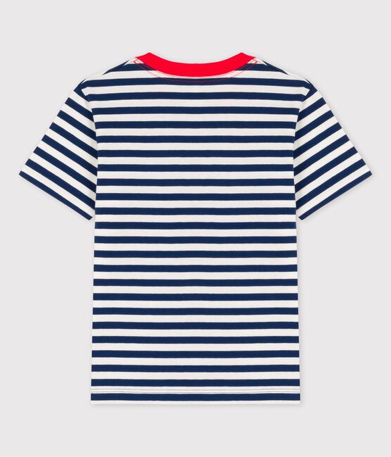 T-shirt a maniche corte in cotone bambino blu MEDIEVAL/bianco MARSHMALLOW
