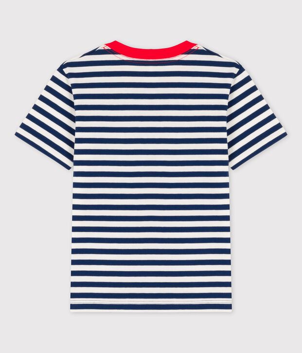 T-shirt a maniche corte in cotone bambino blu/bianco