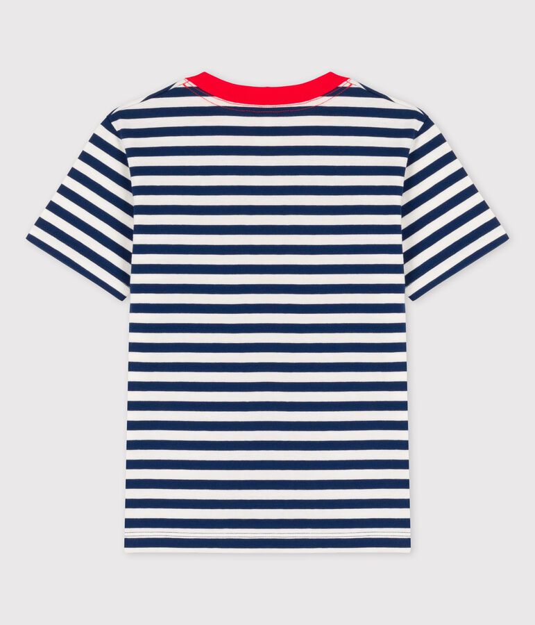 T-shirt a maniche corte in cotone bambino blu MEDIEVAL/bianco MARSHMALLOW