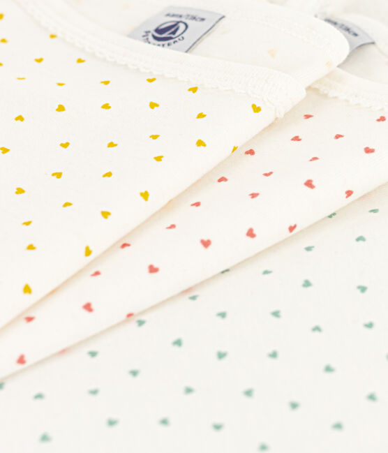 Confezione da 3 canottiere bambina con spalline in cotone a cuoricini  variante 1