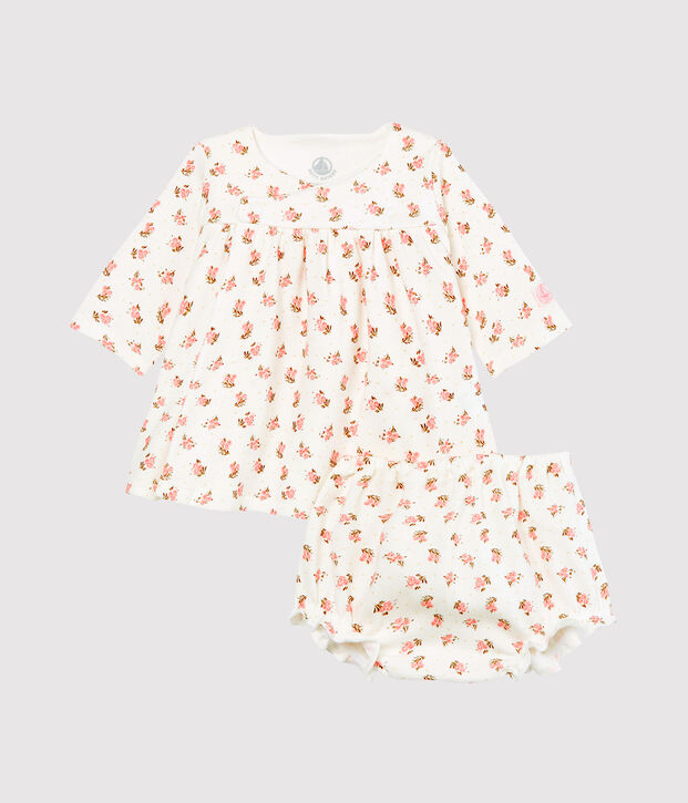 Abito e bloomer neonata bianco/multicolore