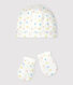 Confezione cuffietta e muffole a cuori in cotone