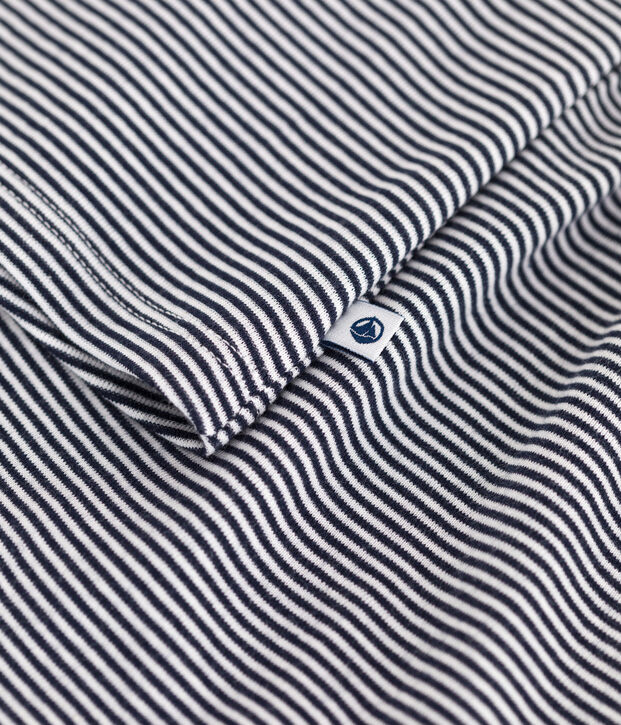 Pigiama corto in cotone a righe con spalline bambina blu/bianco