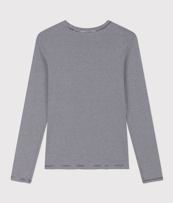 T-shirt L'ICONIQUE girocollo in cotone Donna blu SMOKING/bianco MARSHMALLOW