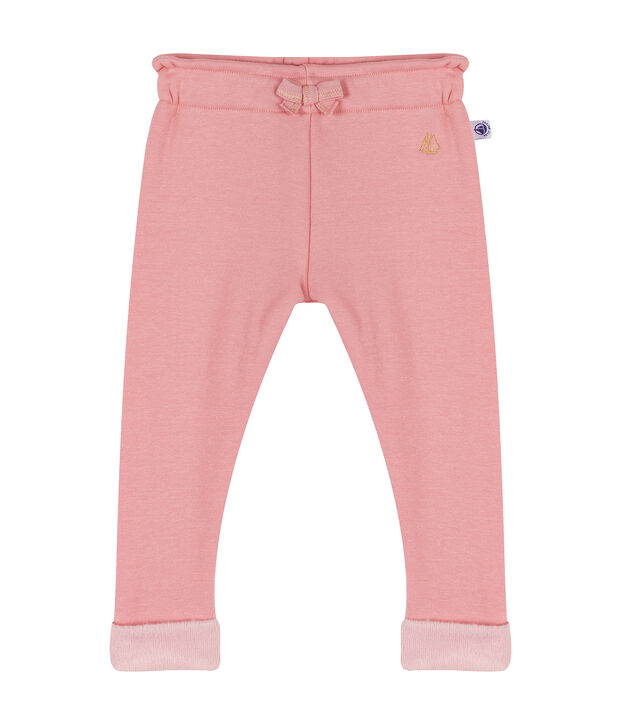 Pantalone beb&egrave; femmina in maglia di velluto rosa