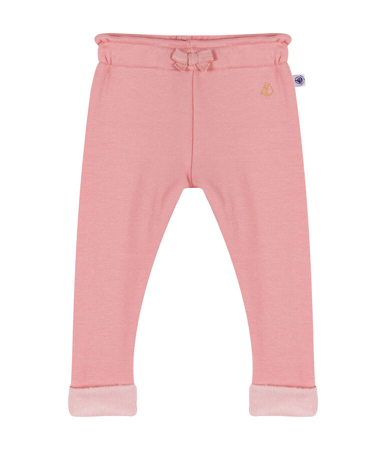 Pantalone beb&egrave; femmina in maglia di velluto rosa CHARME CN