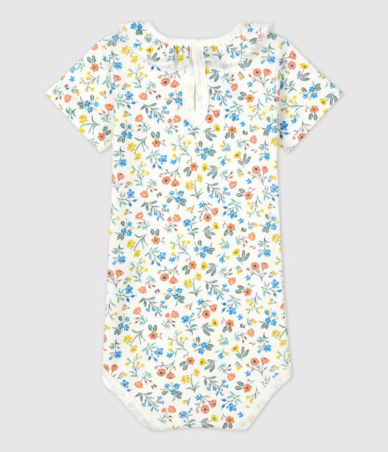 Body con collo collerette a fiori in cotone bebè bianco MARSHMALLOW/bianco MULTICO