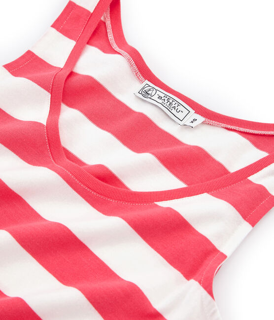 Abito senza maniche donna rosa GROSEILLER/bianco MARSHMALLOW