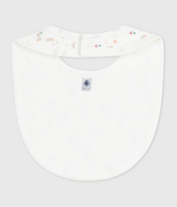 Bavaglino nascita in cotone con stampa a fiori bianco/multicolore