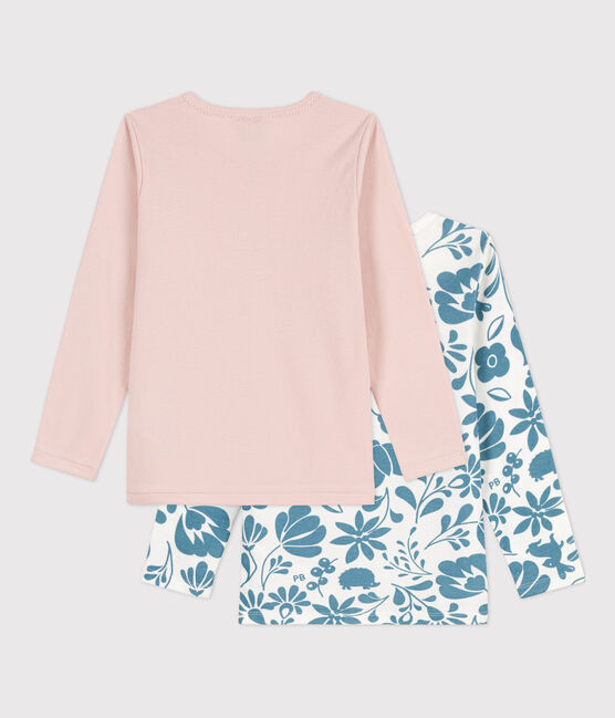 Confezione da 2 T-shirt a maniche lunghe, a fiori, bambina cotone variante 1