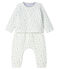 Completo 3 pezzi bebè unisex in tubique bianco MARSHMALLOW/blu TOUDOU/ MULTICO