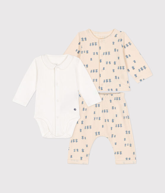 Set di 3 pezzi in tessuto felpato neonato bianco AVALANCHE/ MULTICO