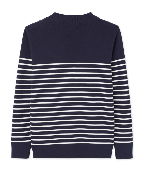 Pull marinaro uomo a riga piazzata blu/bianco
