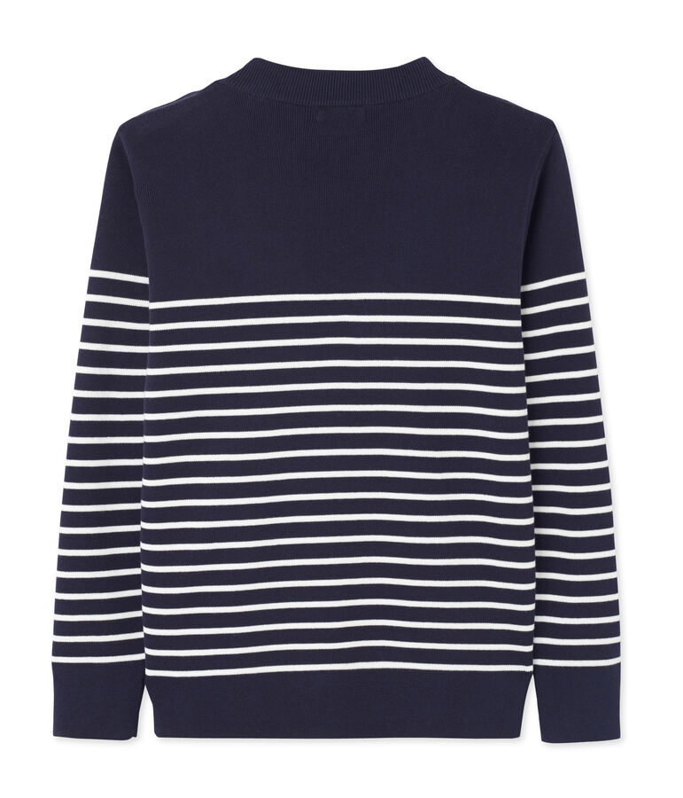 Pull marinaro uomo a riga piazzata blu/bianco