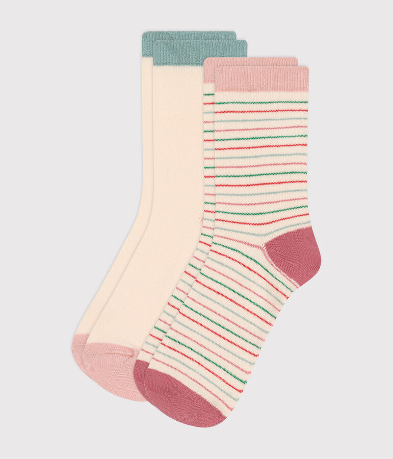 2 paia di calze in cotone a righe bambino multicolore