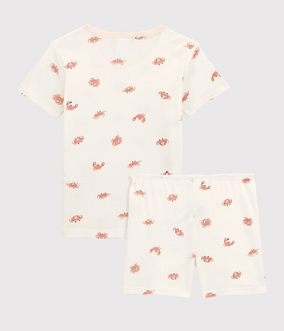 Pigiama corto granchi bambina in cotone bianco MARSHMALLOW/bianco MULTICO