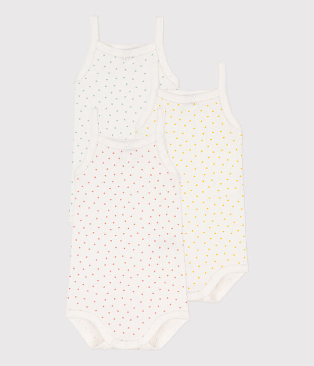 Confezione da 3 body a cuori con spalline in cotone multicolore
