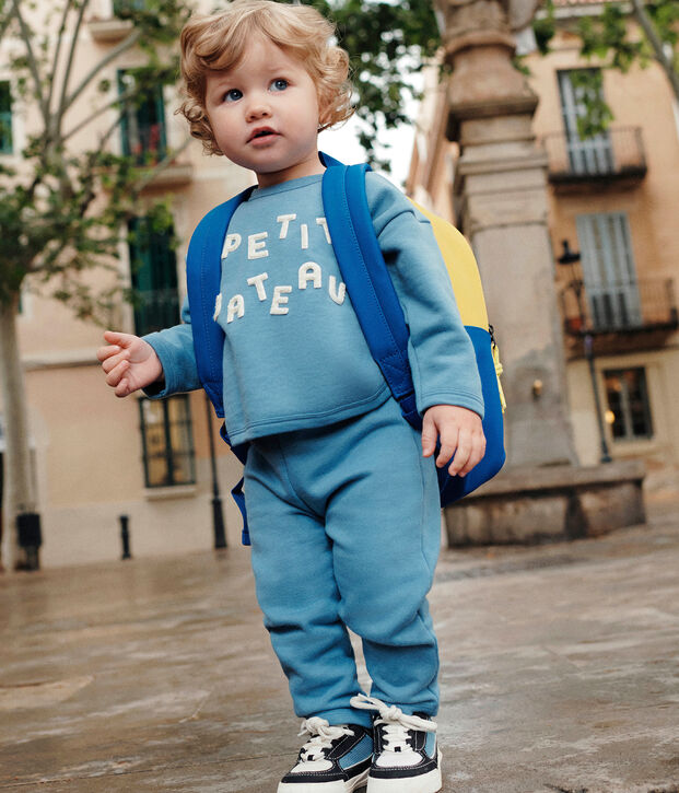 Maglia in tessuto felpato neonato blu