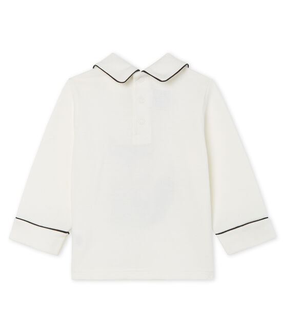 T-shirt a manica lunga bebè maschio con colletto bianco MARSHMALLOW CN
