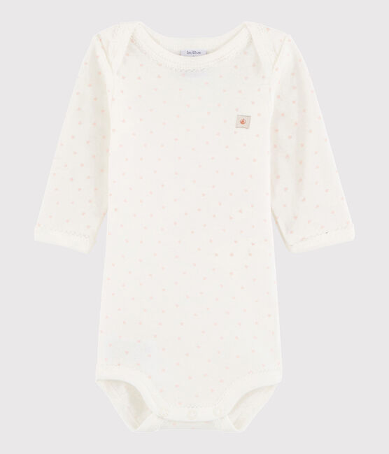 Body manica lunga bebè femmina bianco MARSHMALLOW/bianco MULTICO