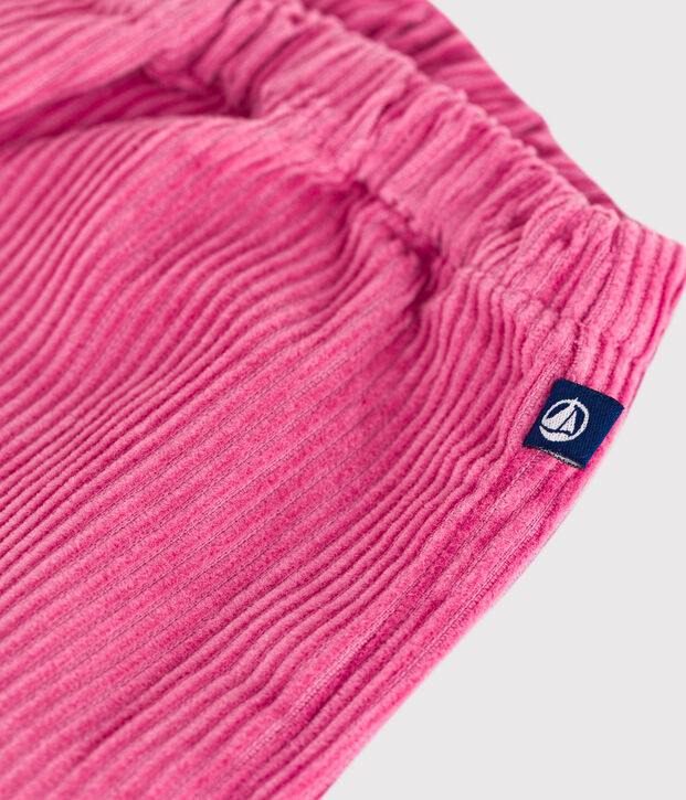 Pantaloni in velluto tinta unita neonato rosa