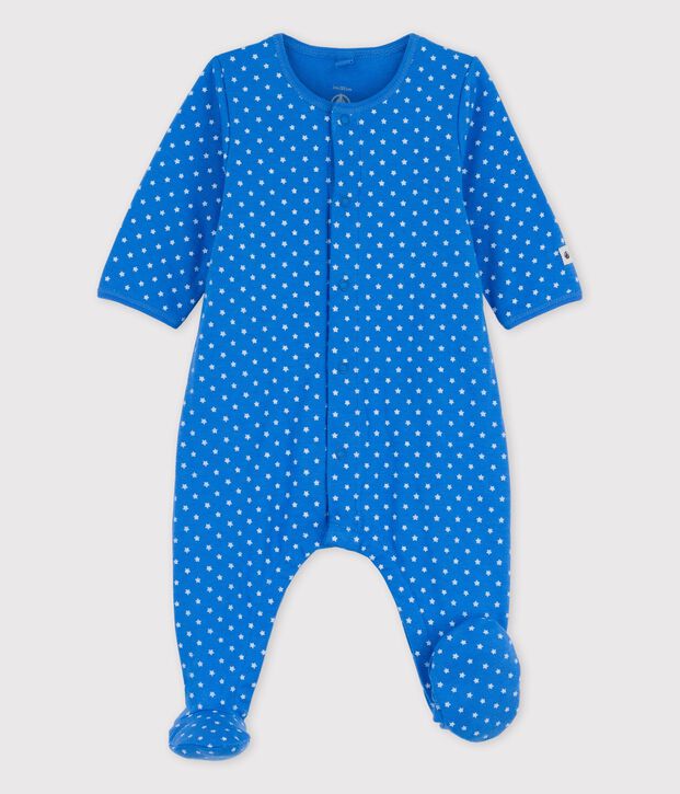 Bodyjama beb&egrave; in cotone biologico blu/bianco