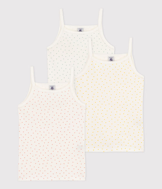 Confezione da 3 canottiere bambina con spalline in cotone a cuoricini  variante 1