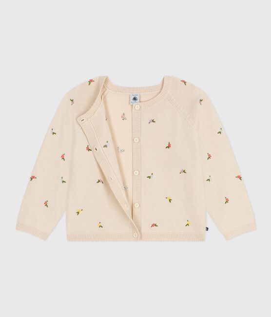 Cardigan bambina in misto lana e cotone con motivi ricamati bianco AVALANCHE/ MULTICO