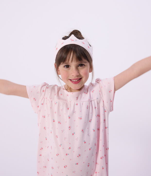 Camicia da notte travestimento con diadema bambina in cotone rosa/multicolore