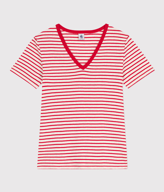 T-shirt L'ICONIQUE scollo a V in cotone Donna MONTELIMAR/ PEPS