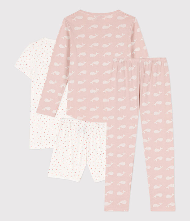 Set 1 pigiama corto + 1 pigiama lungo bambina in cotone multicolore