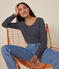 T-shirt Regular a maniche lunghe con scollo rotondo in jersey flammé donna SMOKING/ MONTELIMAR
