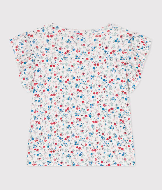 T-shirt a maniche corte in cotone a fiori bambina bianco MARSHMALLOW/bianco MULTICO