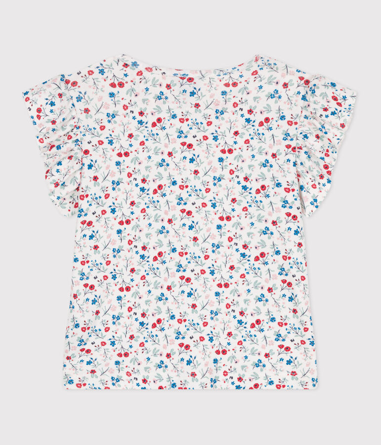 T-shirt a maniche corte in cotone a fiori bambina bianco/multicolore