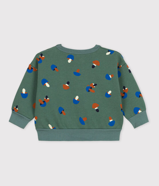 Maglia per bebè con stampa a funghi in cotone verde VALLEE/ecru MULTICO