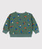 Maglia per bebè con stampa a funghi in cotone verde VALLEE/ecru MULTICO