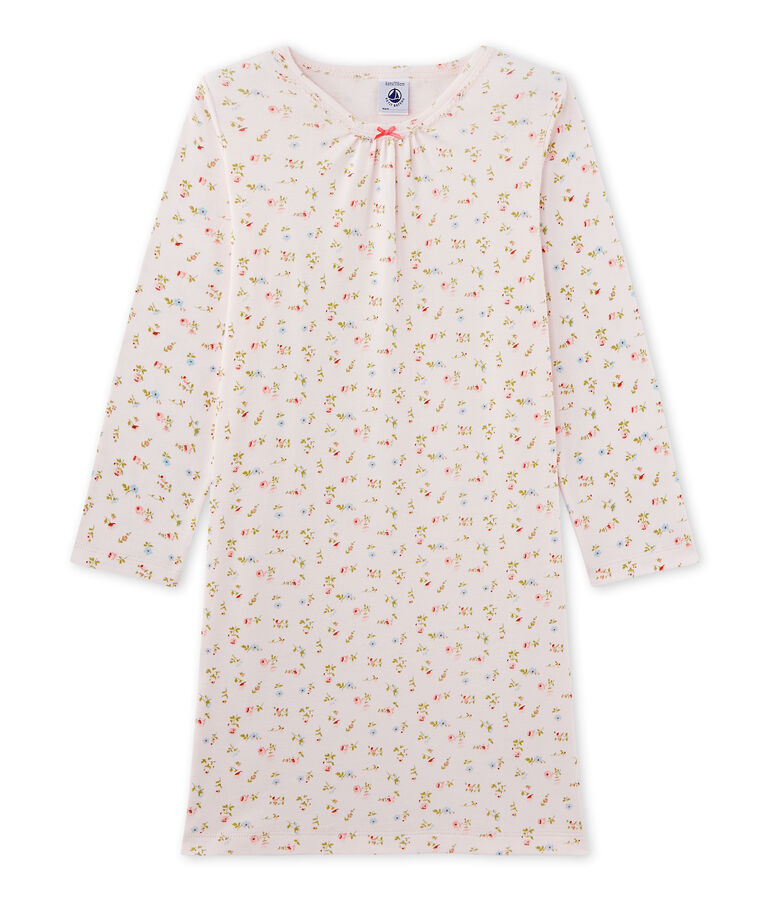 Chemise de nuit fille &agrave; imprim&eacute; petites fleurs rosa VIENNE/bianco MULTICO