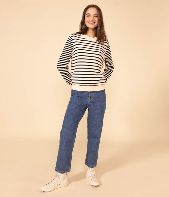 Maglione in cotone marinière Donna bianco AVALANCHE/blu SMOKING