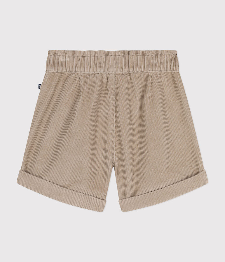Shorts in velluto bambina beige