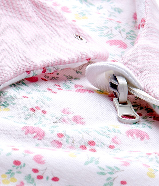 Sacco nanna bebè bambina reversibile bianco ECUME/bianco MULTICO