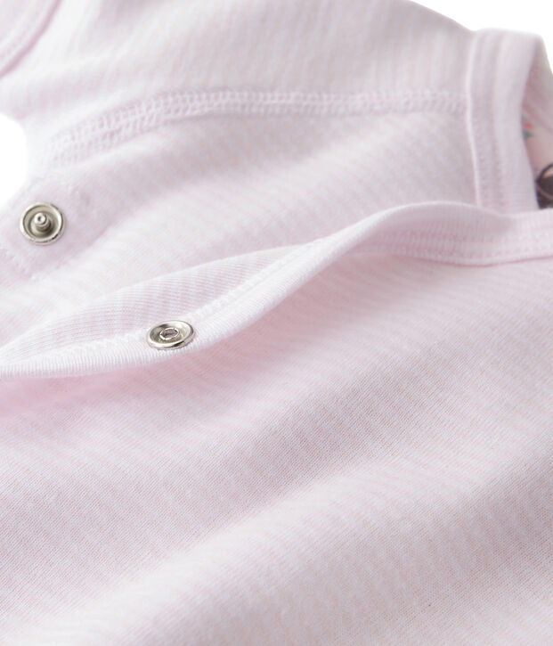 Body nascita beb&eacute; unisex a millerighe rosa/bianco