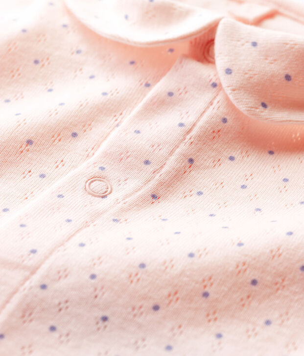 Body manica corta con colletto rosa beb&egrave; femmina in cotone biologico rosa/blu