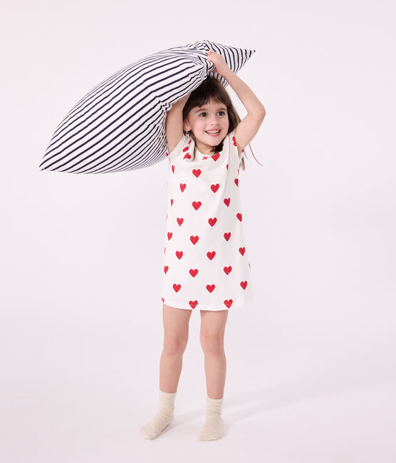 Camicia da notte bambina in cotone motivo cuore bianco MARSHMALLOW/rosso TERKUIT